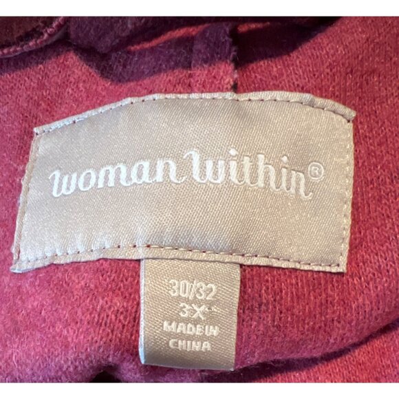 Woman Within Shawl Collar Coat 3X 45% Wool Burgundy - Picture 3 of 6